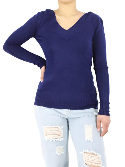 Wooly V Neck Long Sleeve Jersey Sweater XD21