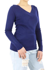 Wooly V Neck Long Sleeve Jersey Sweater XD21