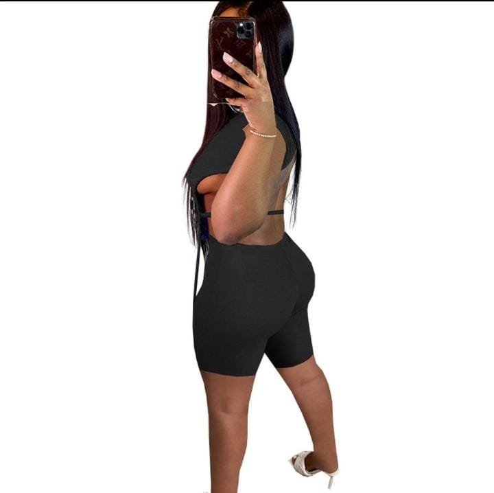 Y2K Shorts and Backless Drawstring Top XD21