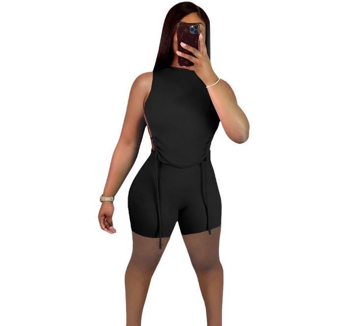 Y2K Shorts and Backless Drawstring Top XD21