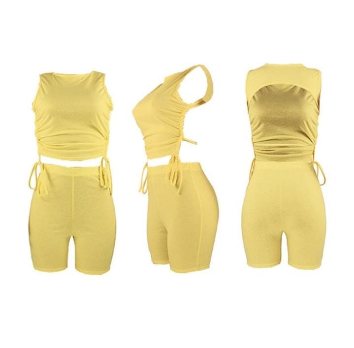 Y2K Shorts and Backless Drawstring Top XD21