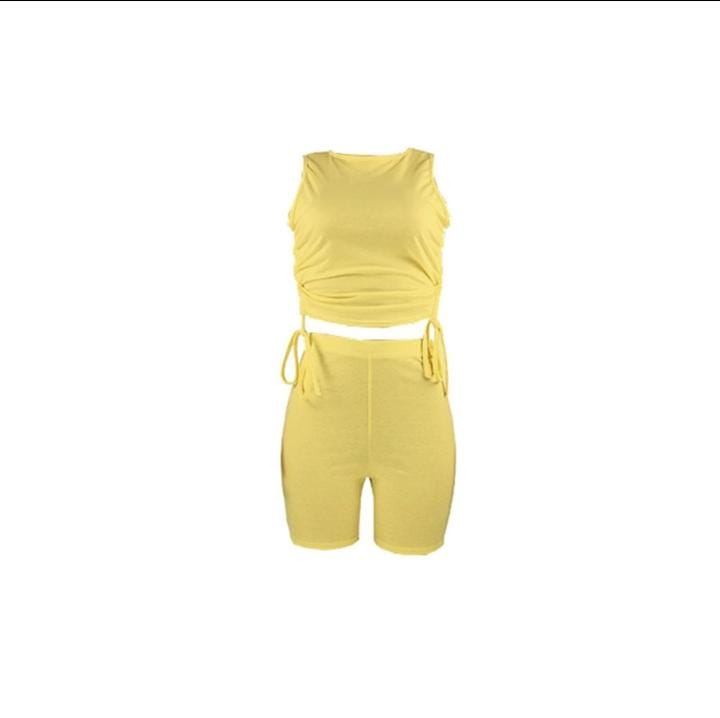 Y2K Shorts and Backless Drawstring Top XD21