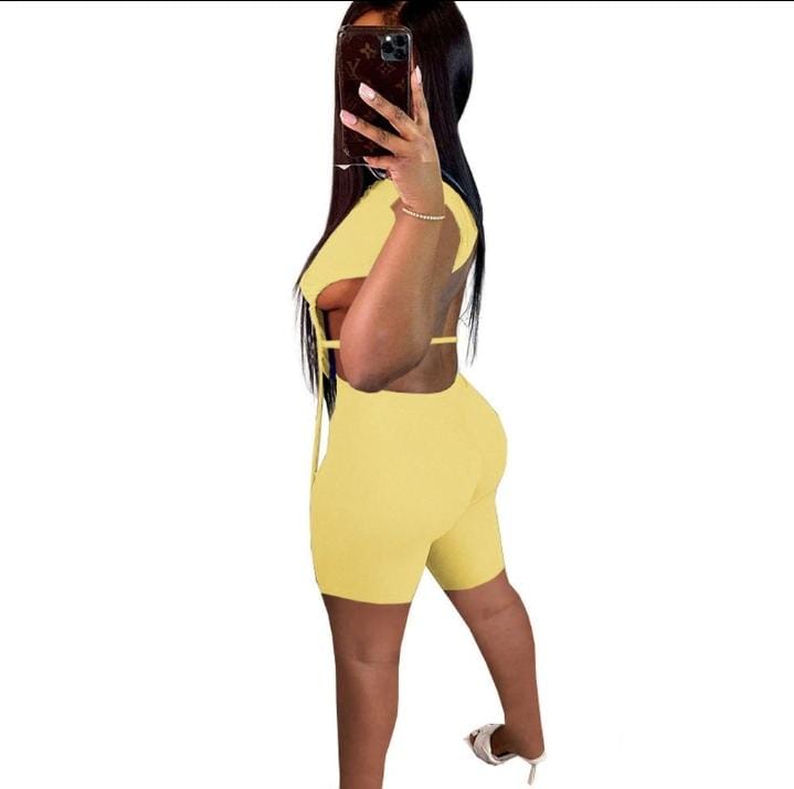Y2K Shorts and Backless Drawstring Top XD21