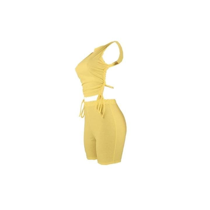 Y2K Shorts and Backless Drawstring Top XD21