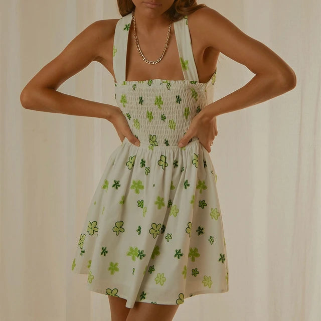 Y2K WrapBack Tie Up Floral Print Mini Dress XD21