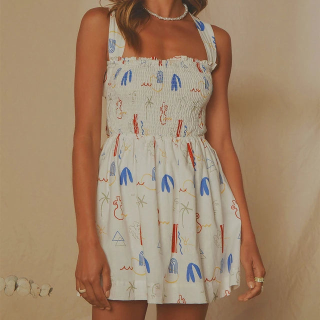 Y2K WrapBack Tie Up Floral Print Mini Dress XD21
