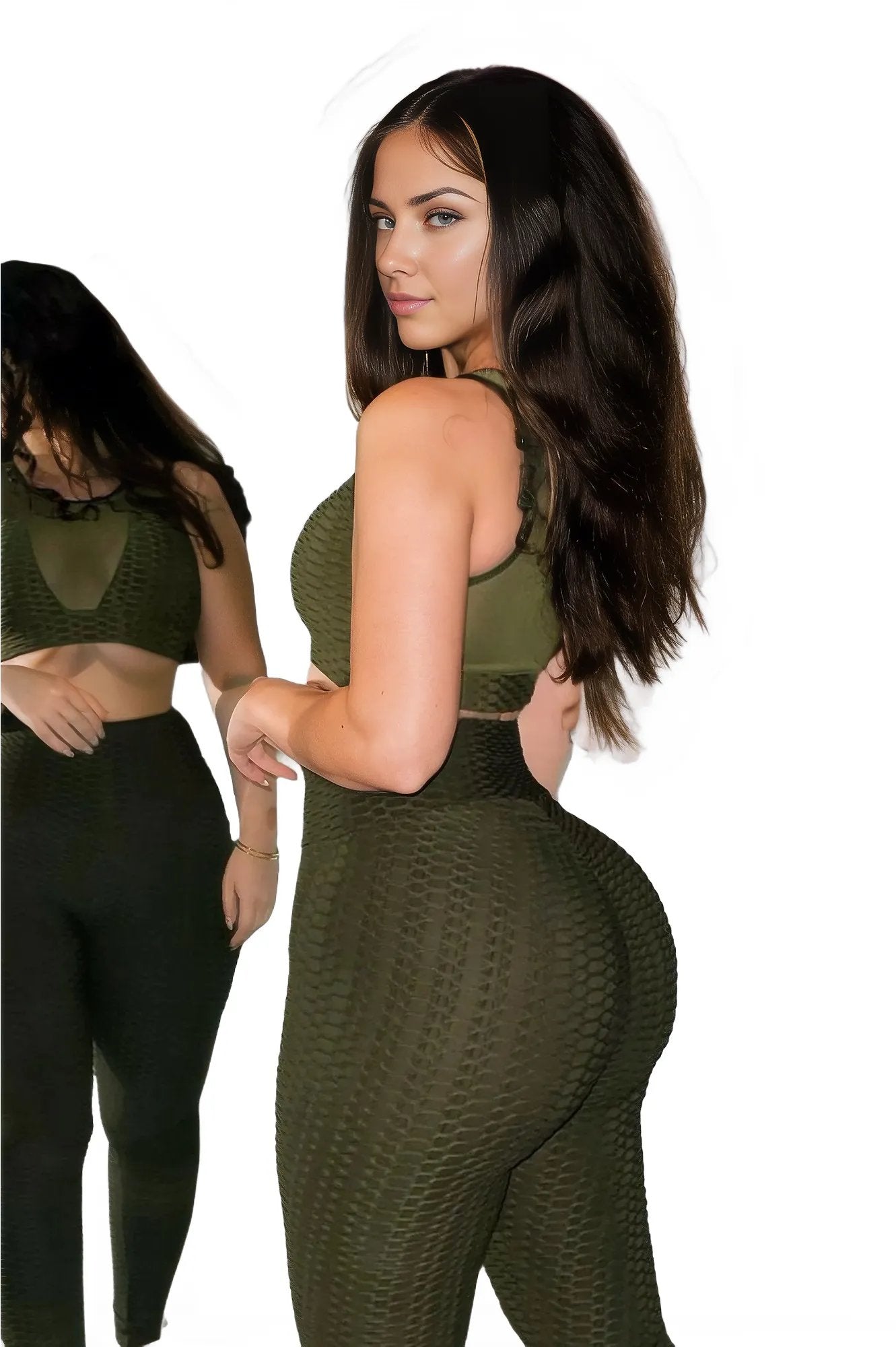 Yoga Pants Suit With Mesh And Pineapple Cloth XD21