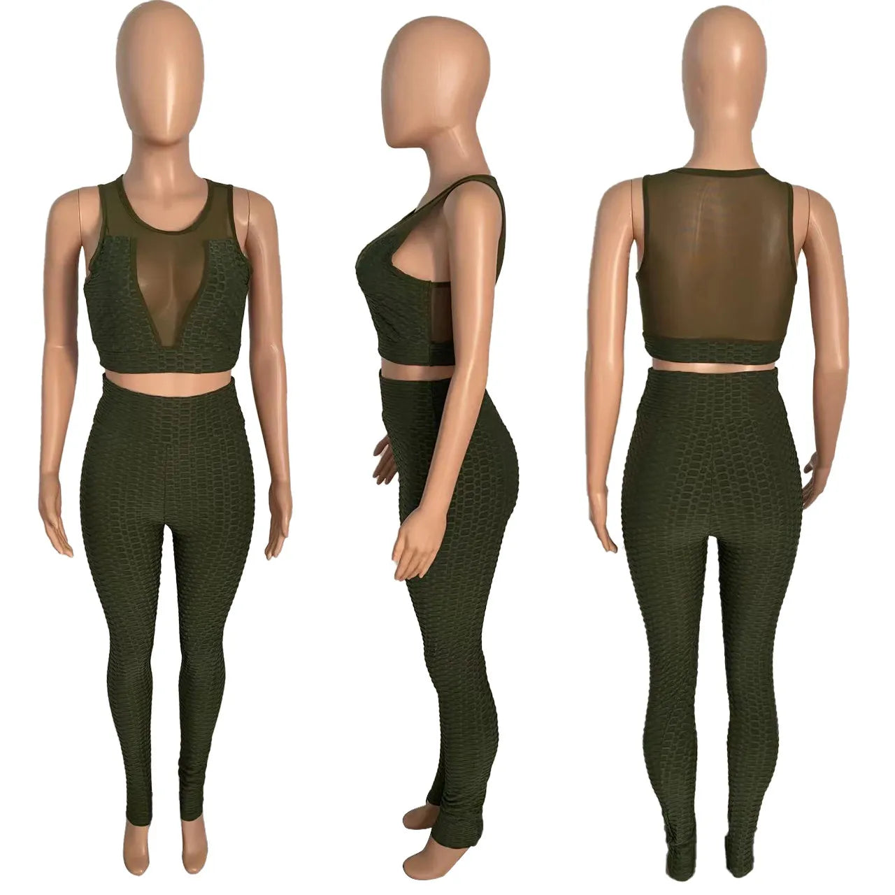 Yoga Pants Suit With Mesh And Pineapple Cloth XD21