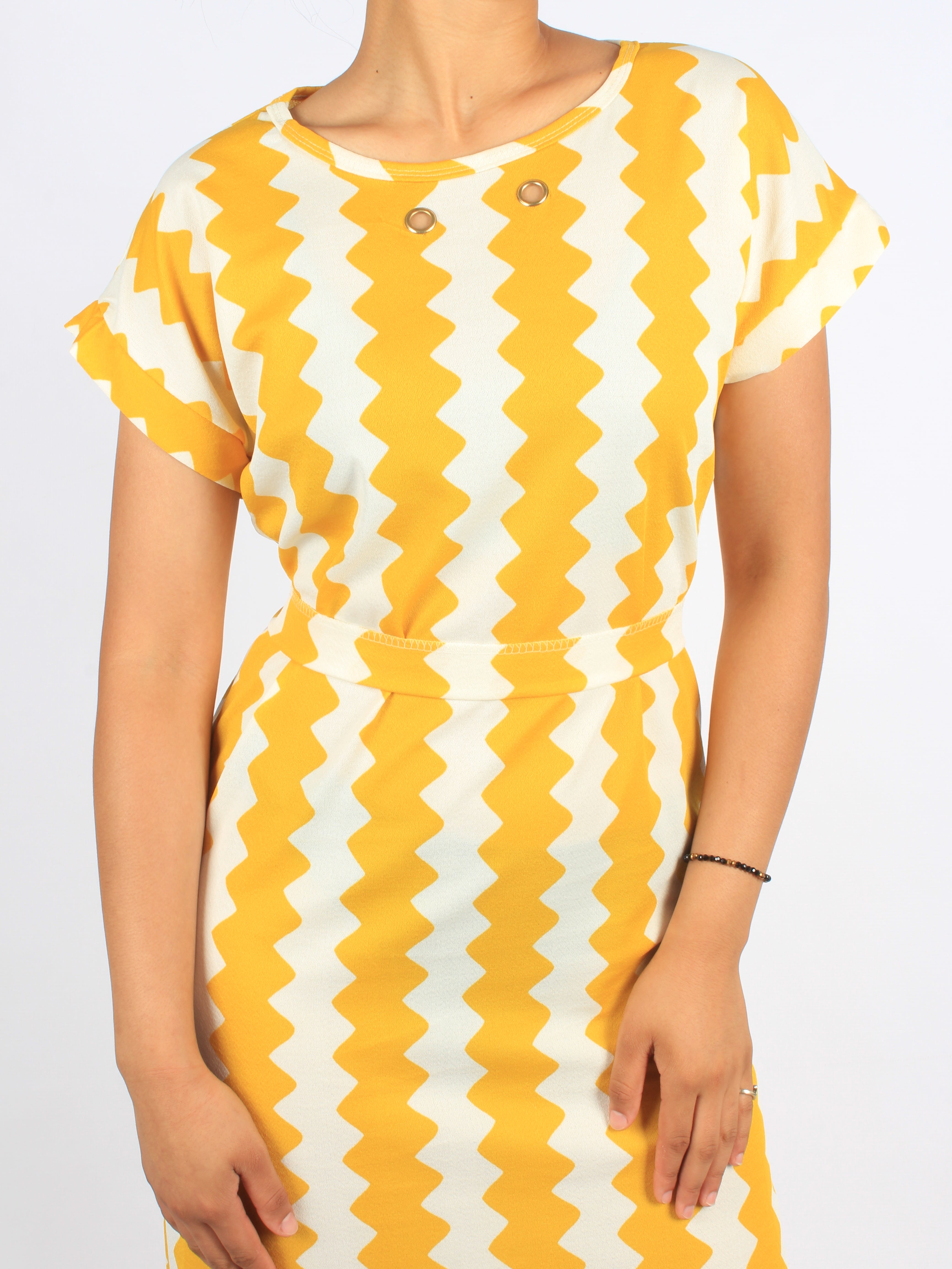 Zig Zag neon maxi dress with belt XD21