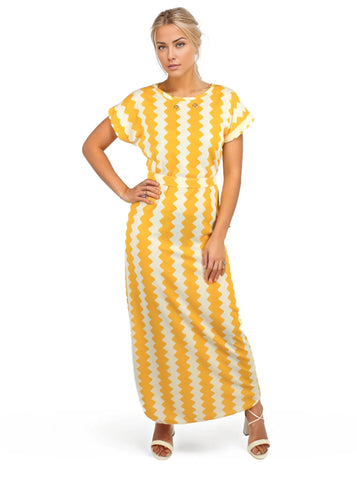 Zig Zag neon maxi dress with belt XD21