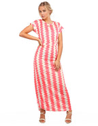 Zig Zag neon maxi dress with belt XD21