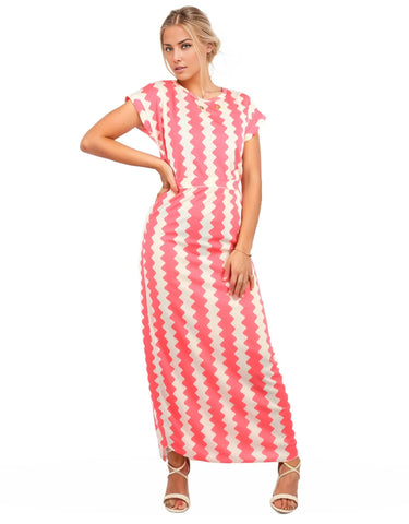 Zig Zag neon maxi dress with belt XD21