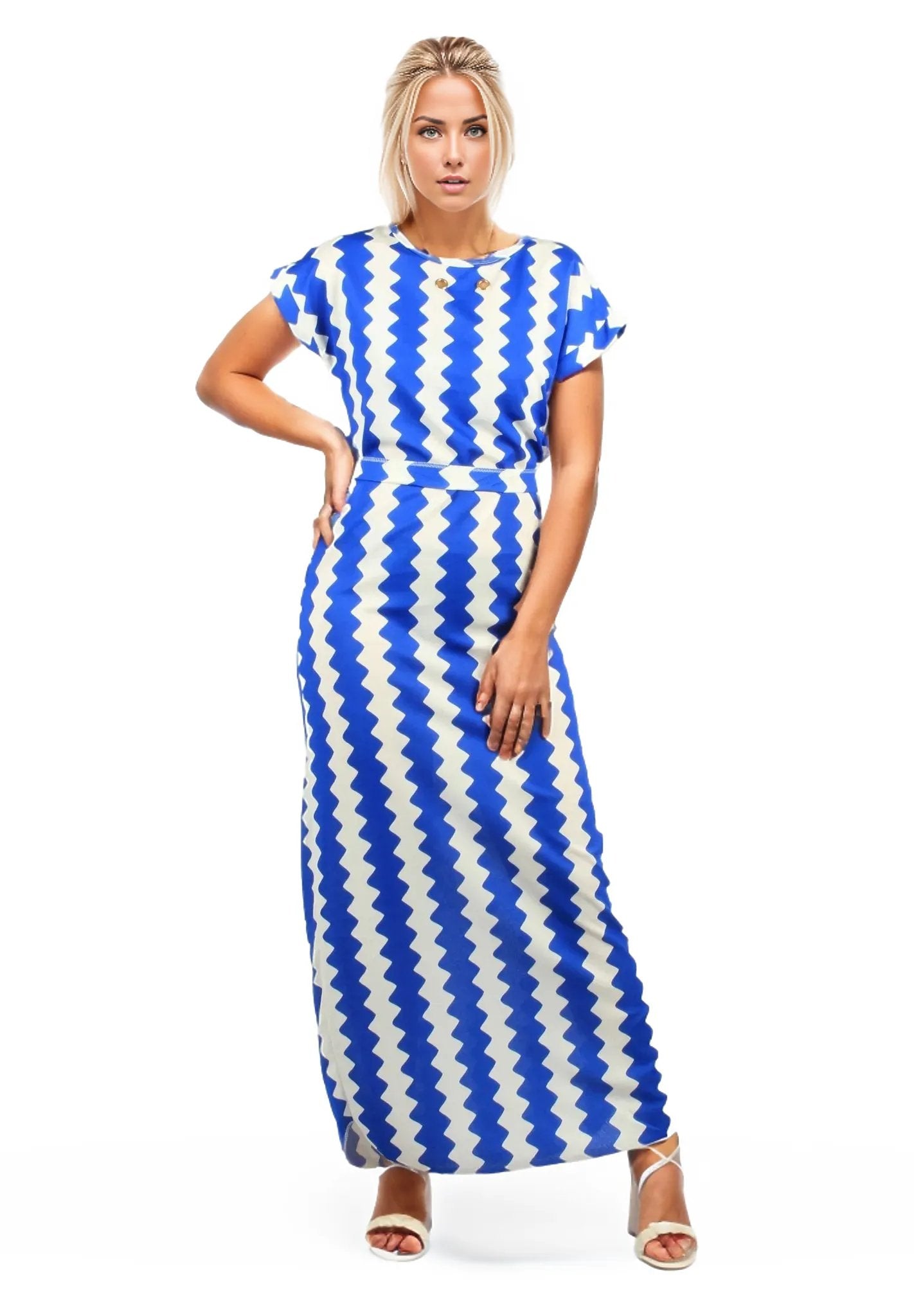 Zig Zag neon maxi dress with belt XD21