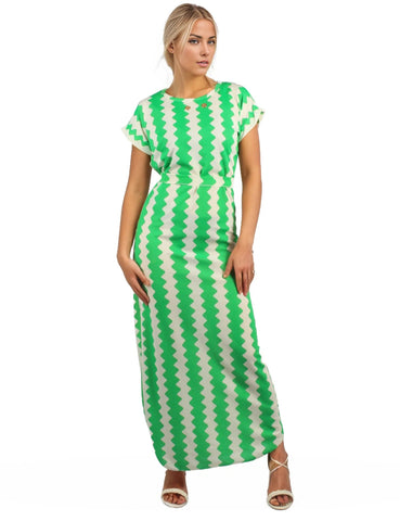 Zig Zag neon maxi dress with belt XD21