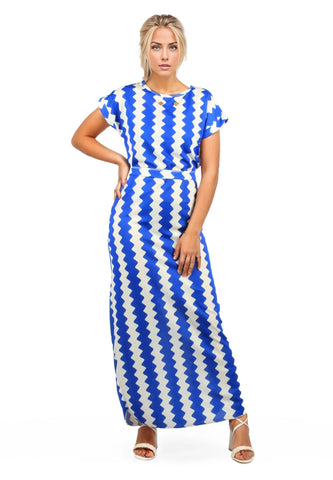 Zig Zag neon maxi dress with belt XD21