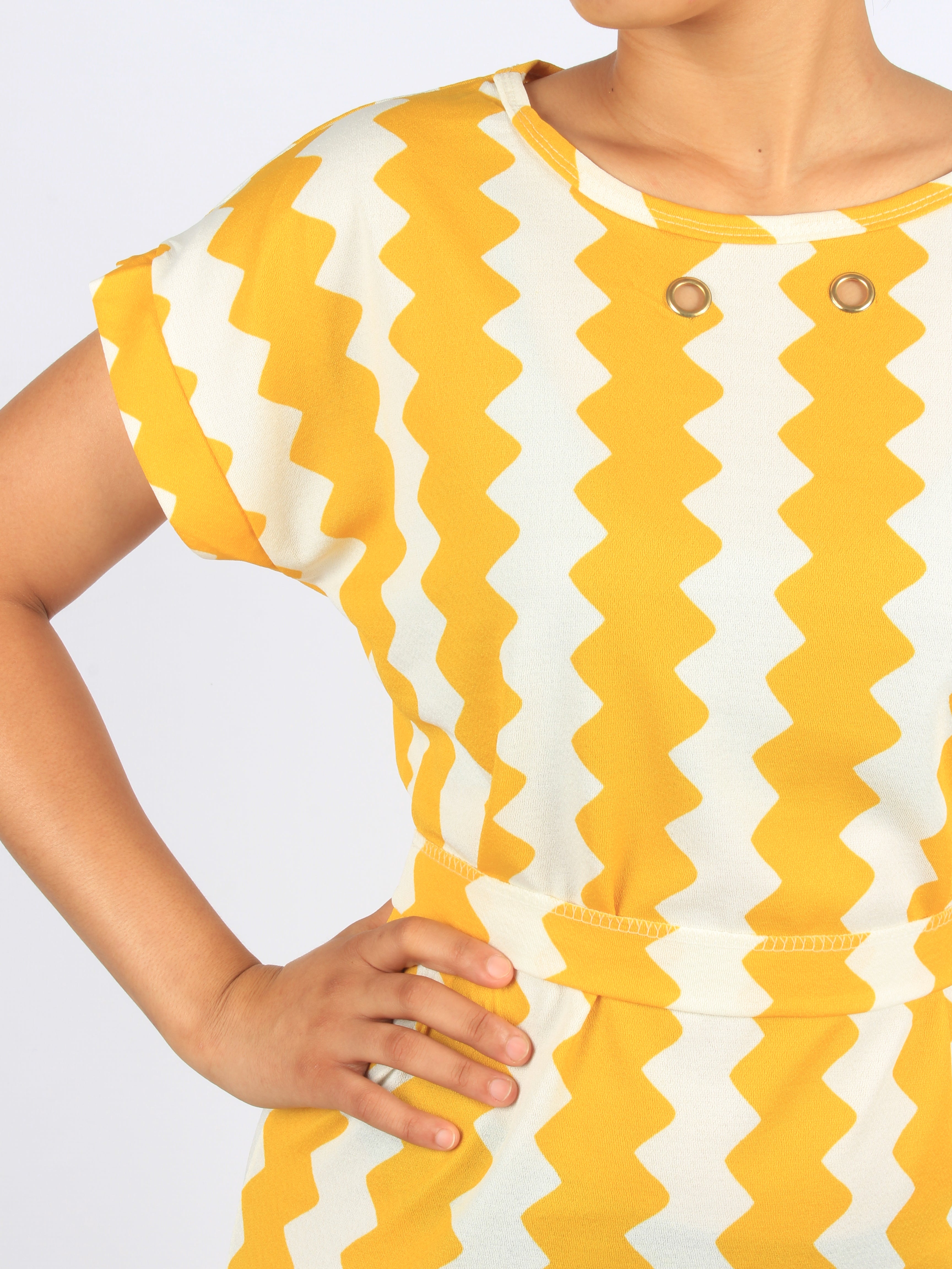 Zig Zag neon maxi dress with belt XD21