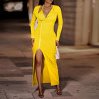 Zipper Bodycon Maxi dress Thigh Slit - XD21
