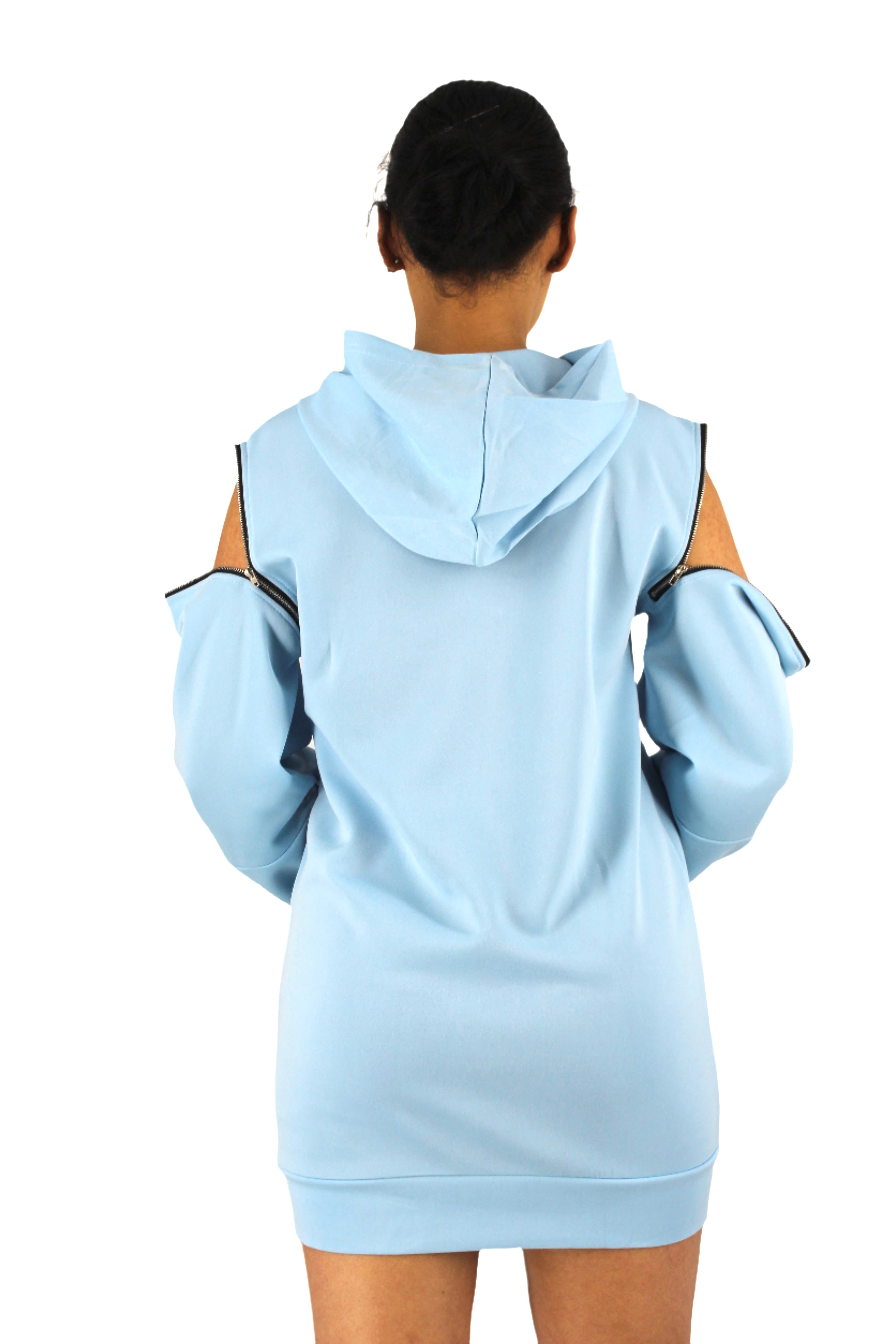 Zipper Shoulders Long Hoodies XD21