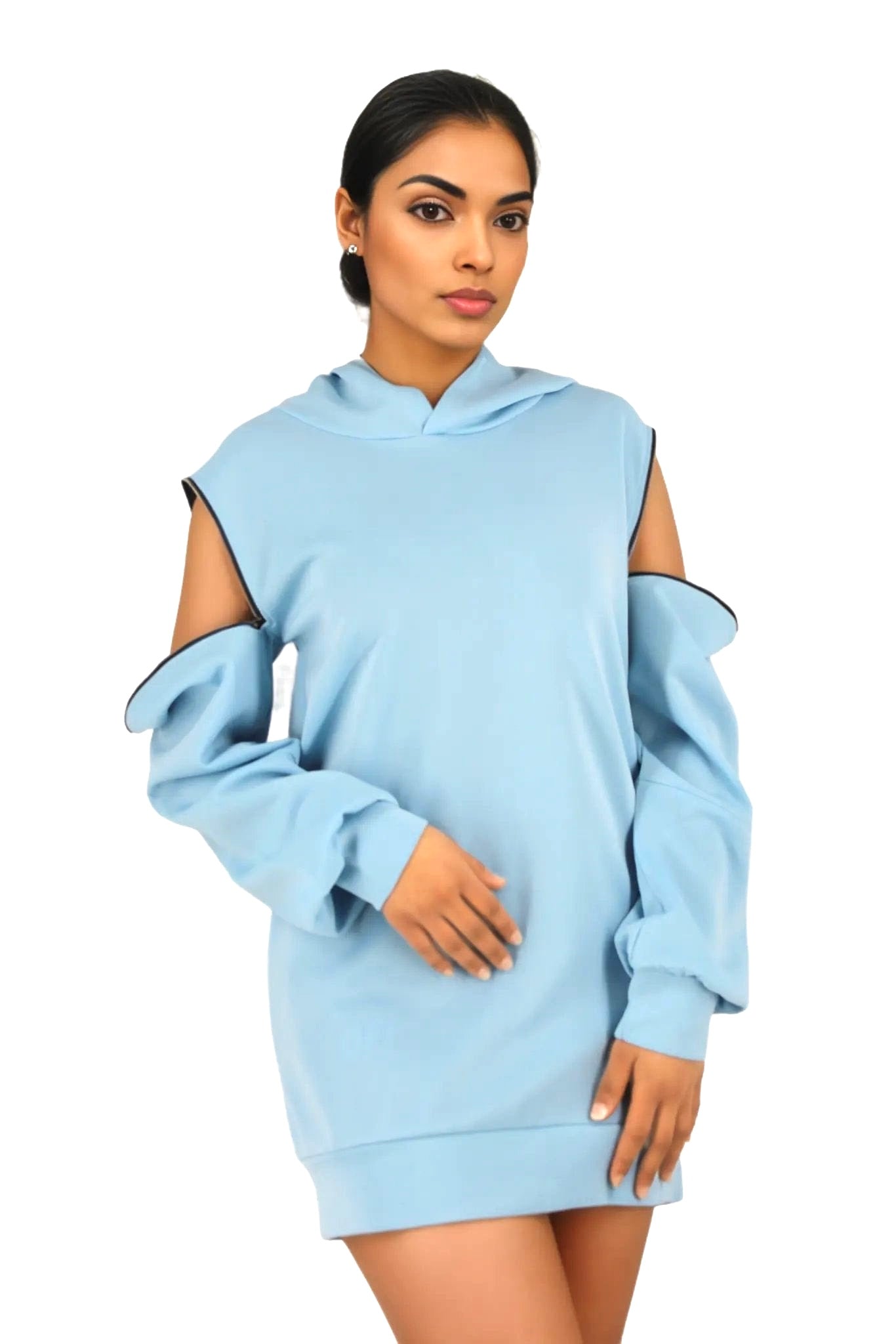 Zipper Shoulders Long Hoodies XD21