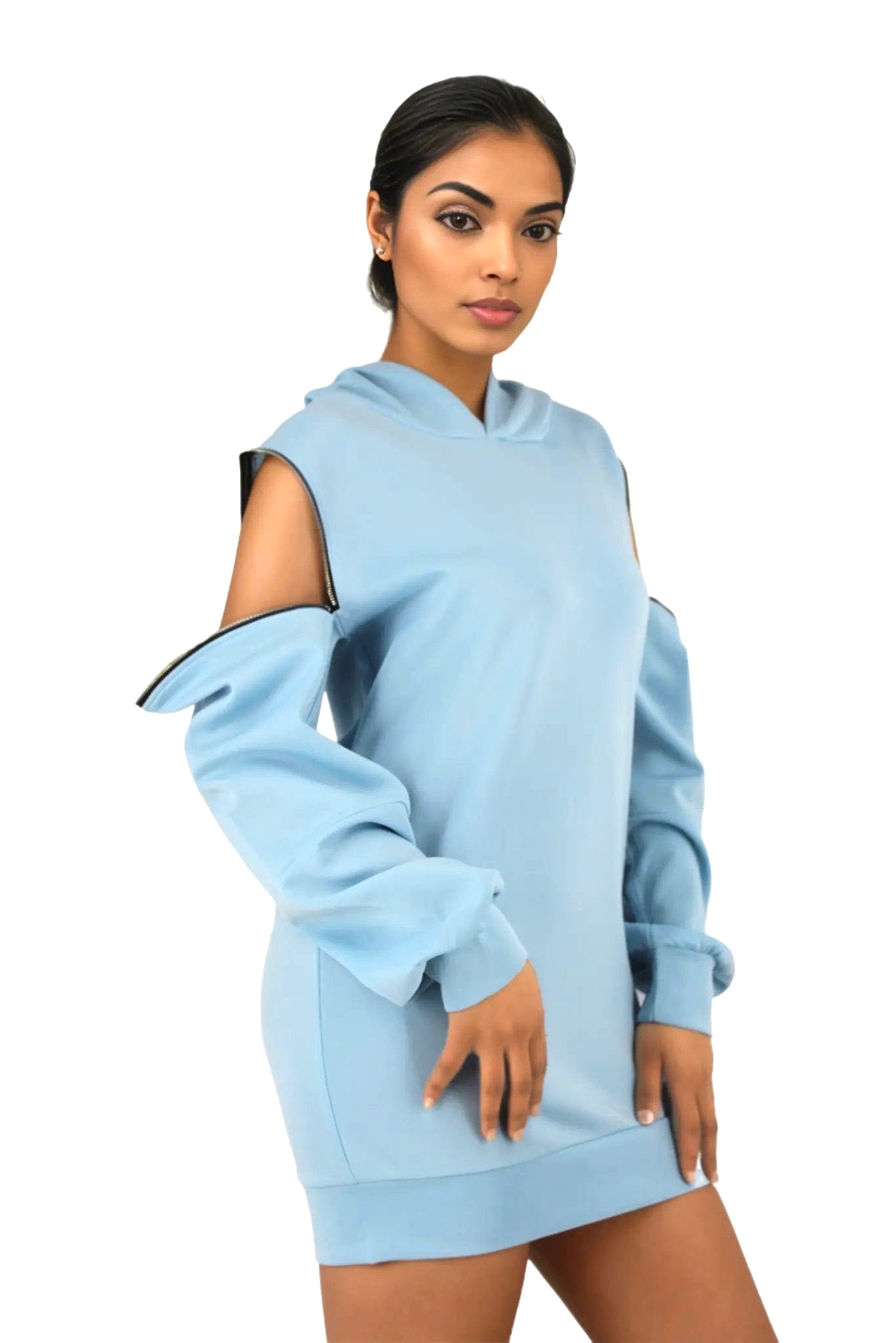 Zipper Shoulders Long Hoodies XD21