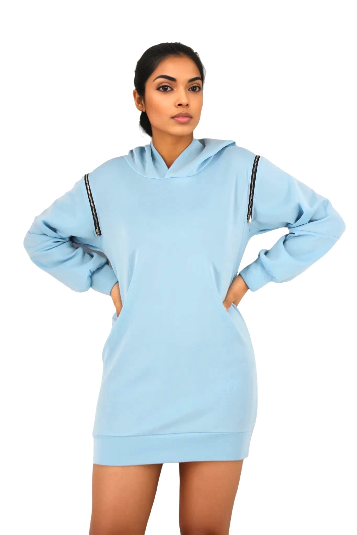 Zipper Shoulders Long Hoodies XD21