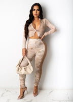 Zipper V Neck Long Sleeve and Stacked tights XD21