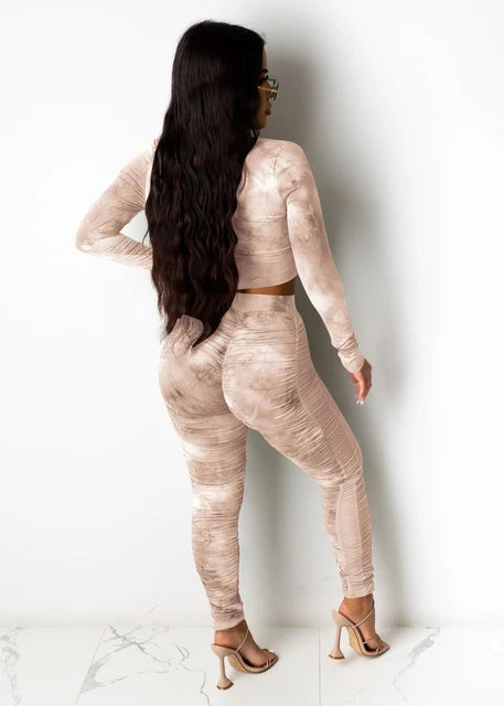 Zipper V Neck Long Sleeve and Stacked tights XD21