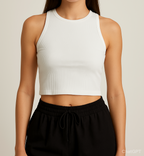Solid Ribbed Tank Crop Top – Sleeveless Summer Basic