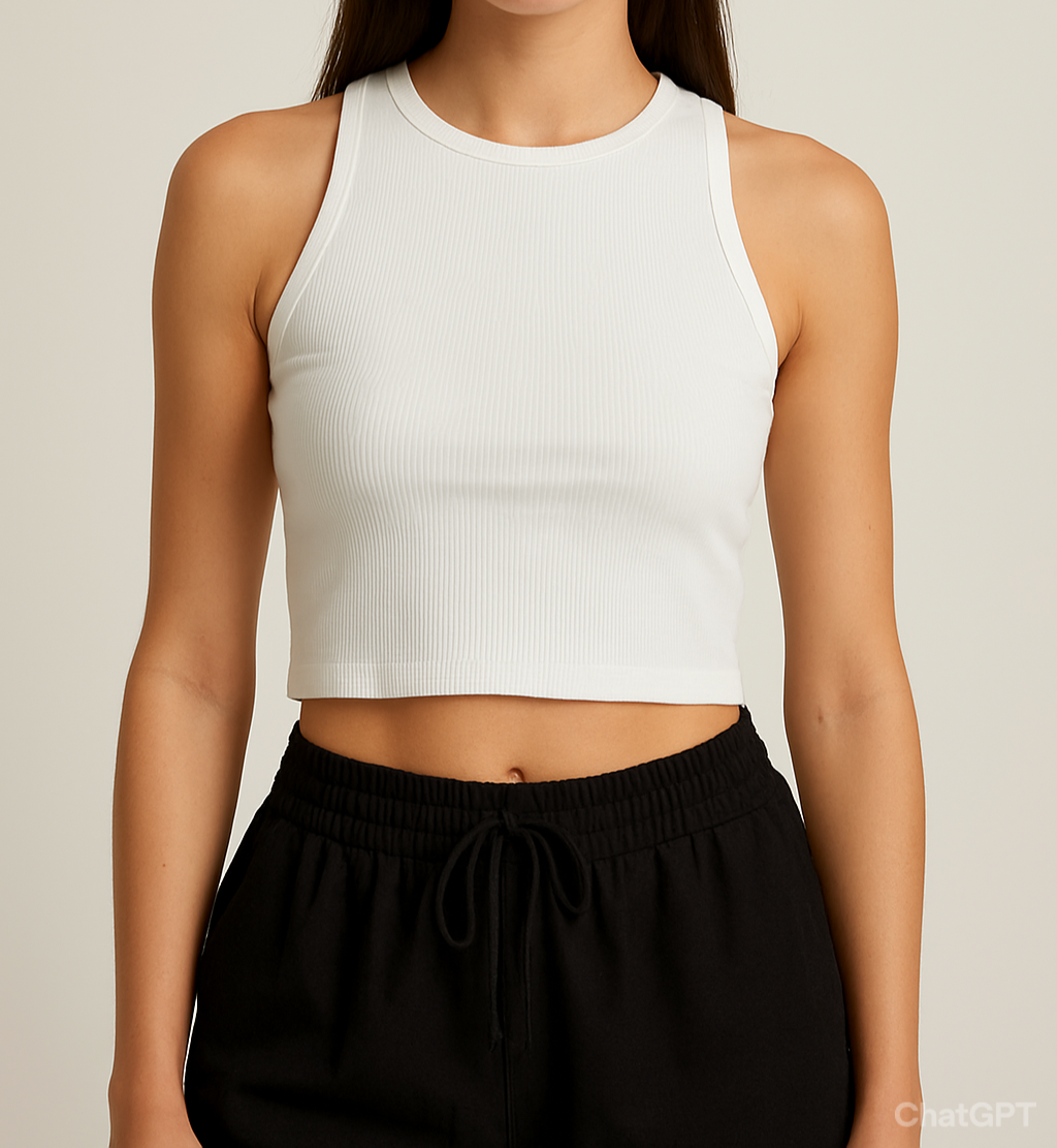 Solid Ribbed Tank Crop Top – Sleeveless Summer Basic