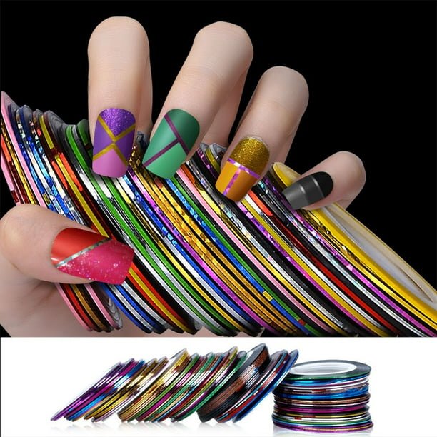 Metallic Nail Yarn 1 pack of 5 rolls– Add Shimmer & Texture to Your Nails