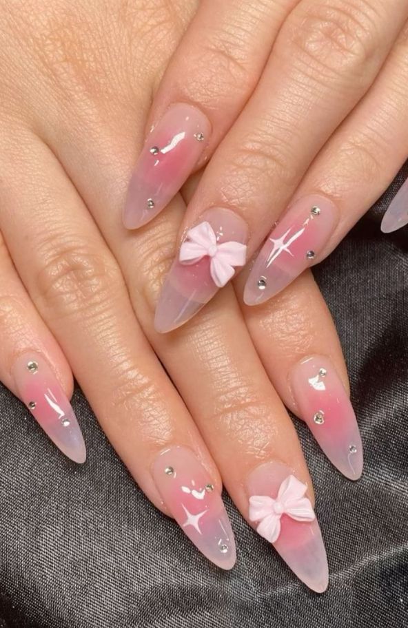 Luxury Bow Rhinestone Press-On Nails – Glam Artificial Nail Set