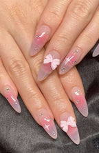 Luxury Bow Rhinestone Press-On Nails – Glam Artificial Nail Set