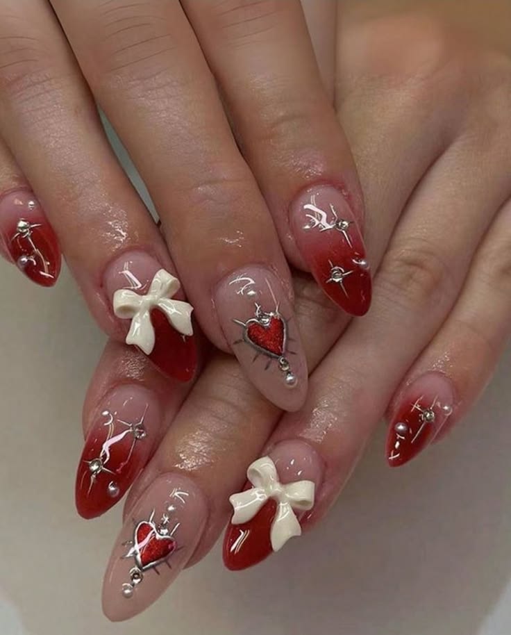 Luxury Bow Rhinestone Press-On Nails – Glam Artificial Nail Set