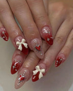 Luxury Bow Rhinestone Press-On Nails – Glam Artificial Nail Set