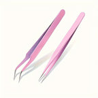Precision Eyelash Extension Tweezers  2pc Set - Random Colour