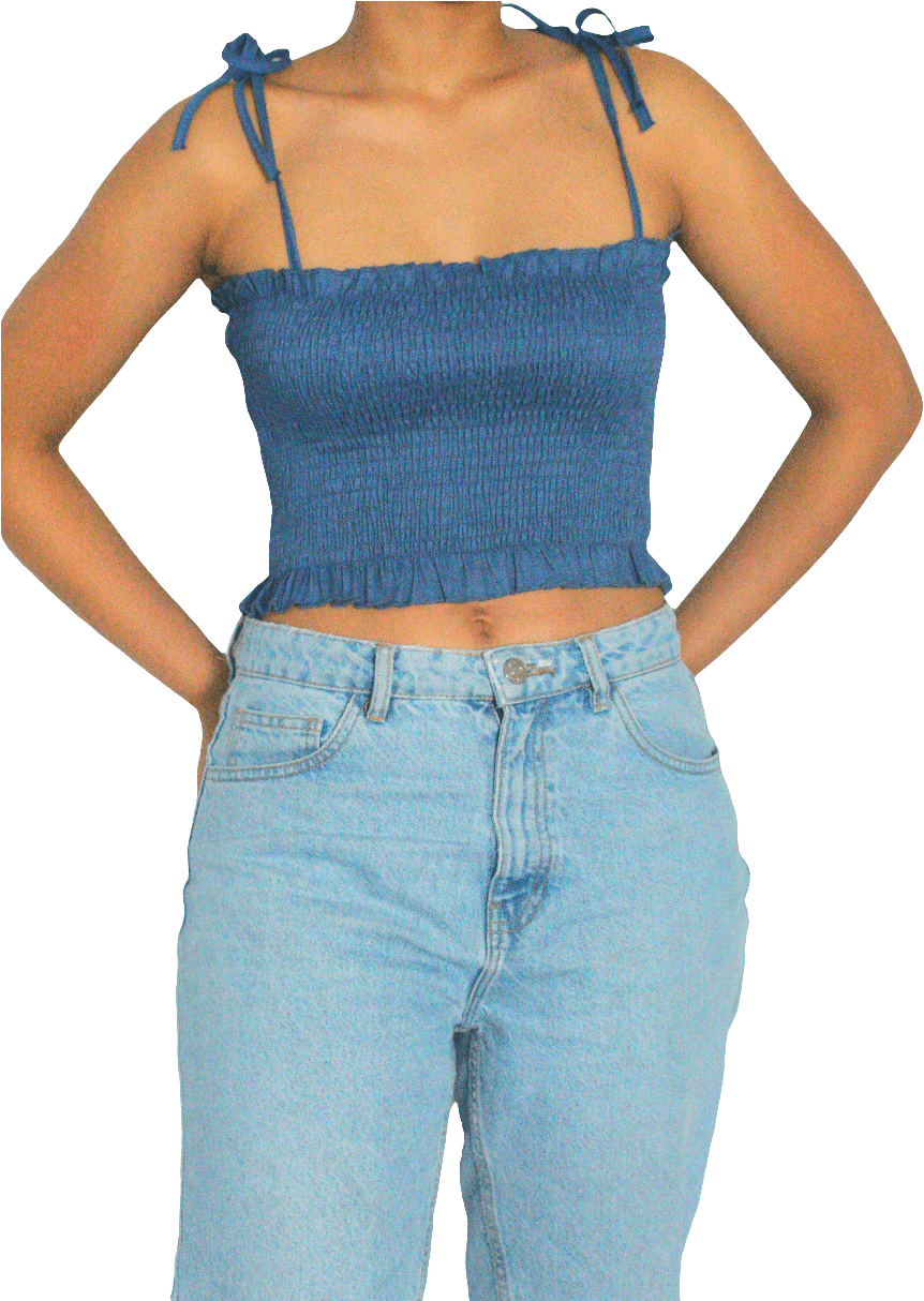 Smocked Ruffle Crop Top – Adjustable Tie Straps for a Stylish & Flattering Look