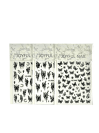 Nail Art Liquid Bronzing Butterfly Stickers - Silver & Black | Elegant Designs for Stunning Nails