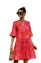 Bright Floral Tier Mini Dress