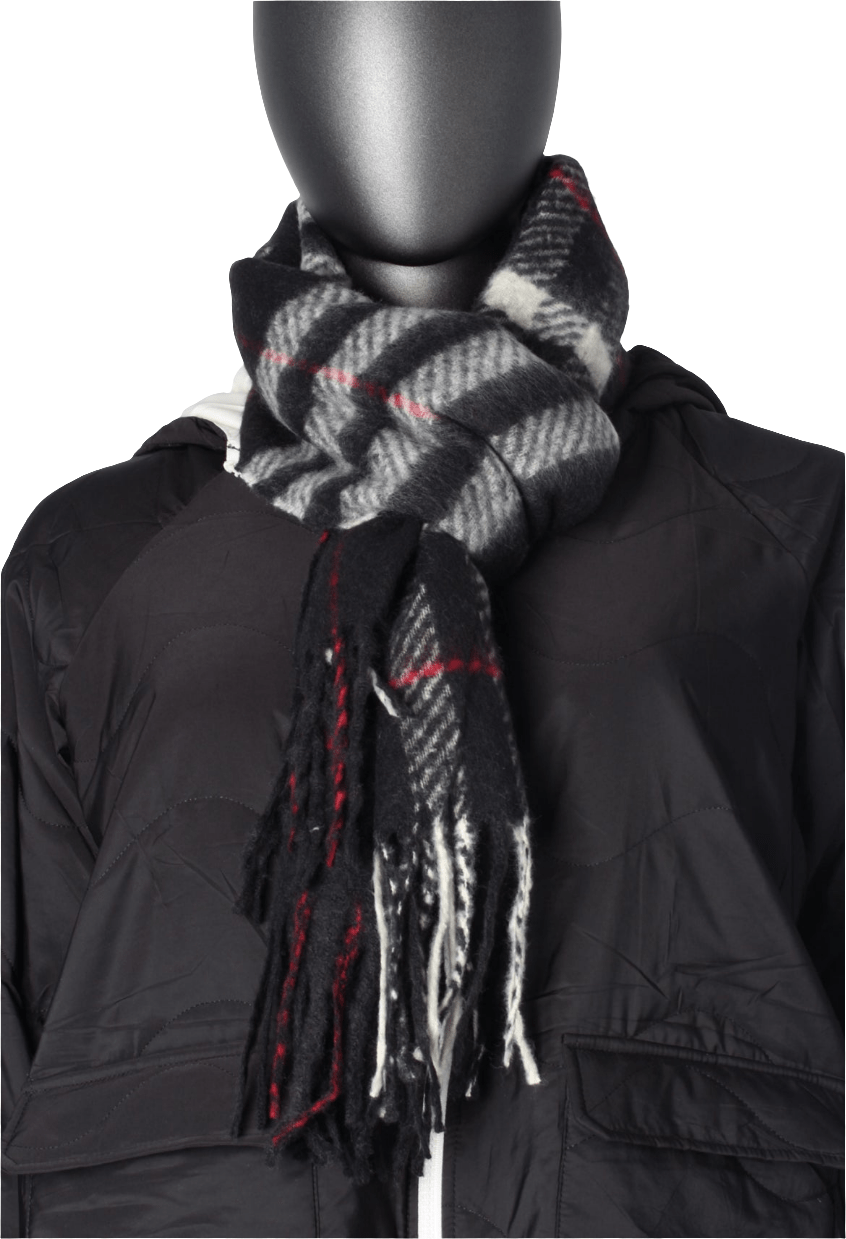 Oversized Checkered Scarf with Fringe – Soft & Stylish Winter Layer