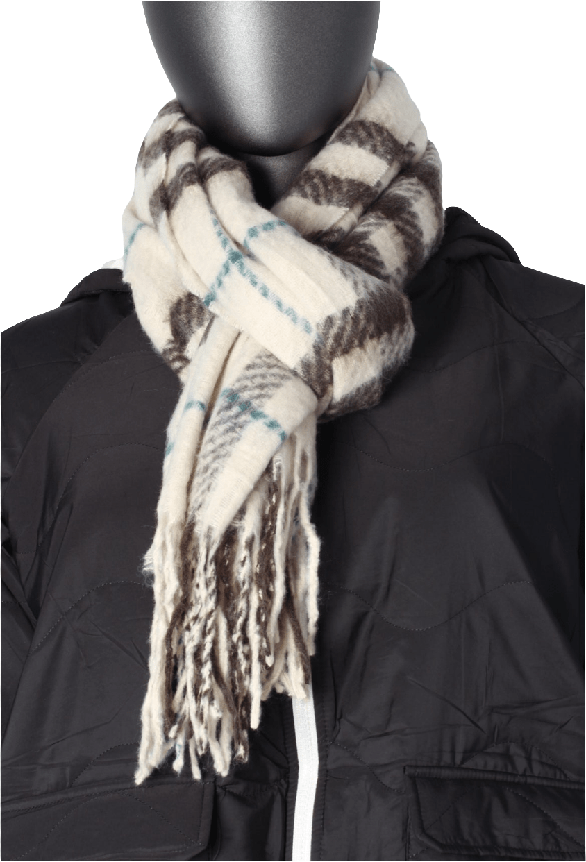 Oversized Checkered Scarf with Fringe – Soft & Stylish Winter Layer