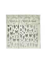 Nail Art Liquid Bronzing Butterfly Stickers - Silver & Black | Elegant Designs for Stunning Nails