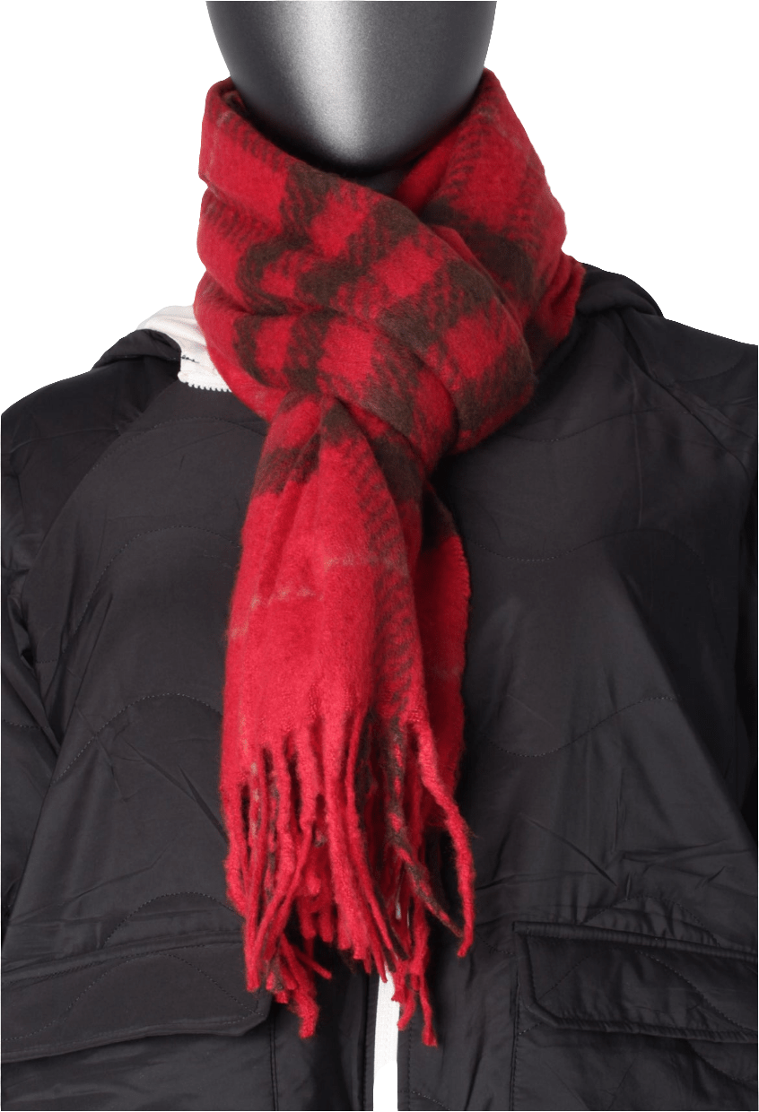 Oversized Checkered Scarf with Fringe – Soft & Stylish Winter Layer
