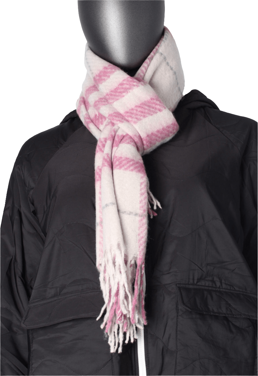 Oversized Checkered Scarf with Fringe – Soft & Stylish Winter Layer