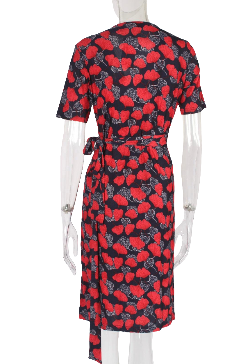 Pattern floral midi wrap dress