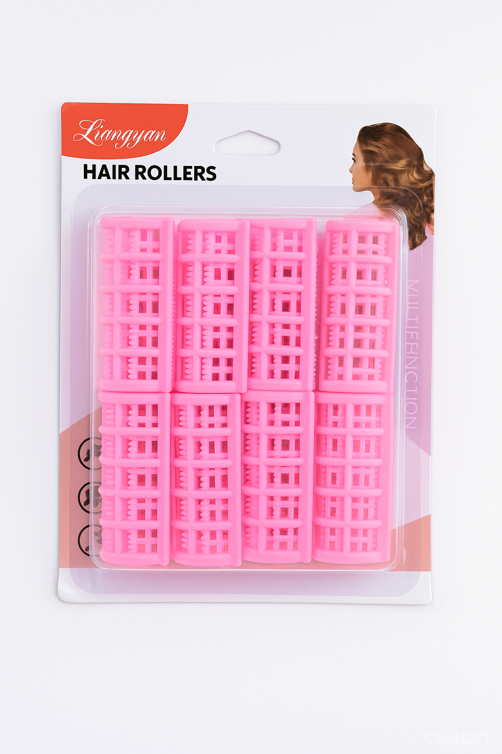 8pc Pink Hair Rollers - Heat-Free Curling Set for Voluminous Hair