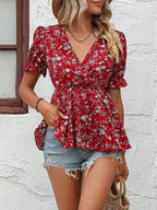 Off-Shoulder Floral Blouse – Long Sleeve Boho Top