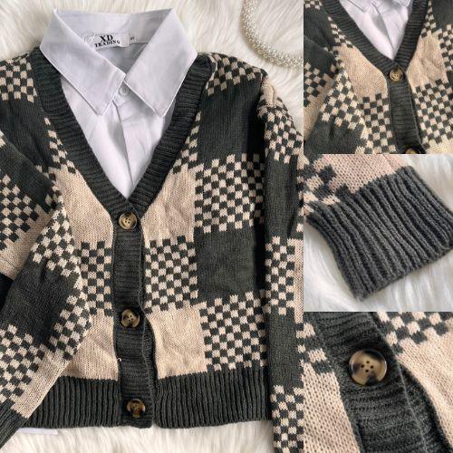 Check button up cardigan - XD21