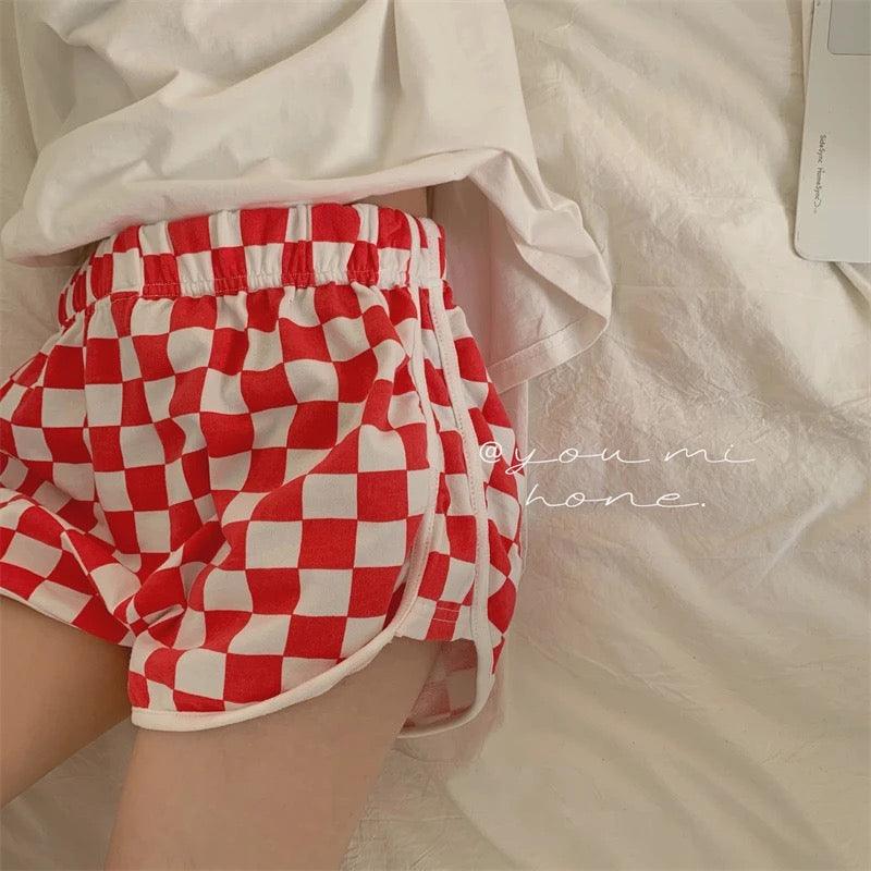 Checkerboard Shorts Elastic Waist - XD21