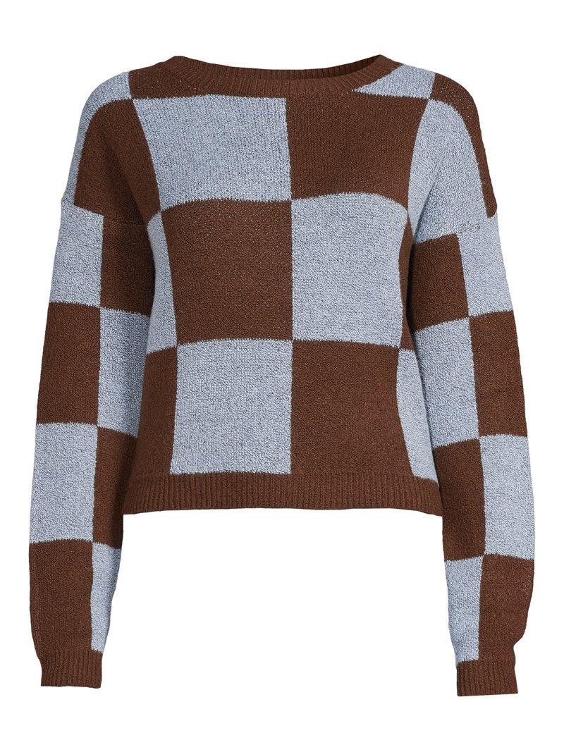 Checkerboard Wool Knitted Pullover Sweater - XD21
