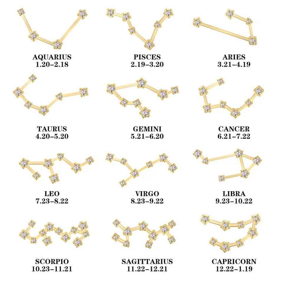 Constellation Necklaces Crystal Charm Chain Choker Necklace - XD21